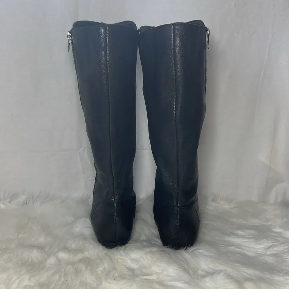 Gianni Bini‎ Black Pebbled Leather Knee High Boots Sz 8